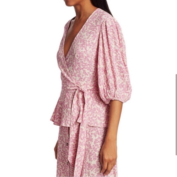 GANNI Tapioca Floral Wrap Top size 34 US size 2 in pink - Picture 3 of 11